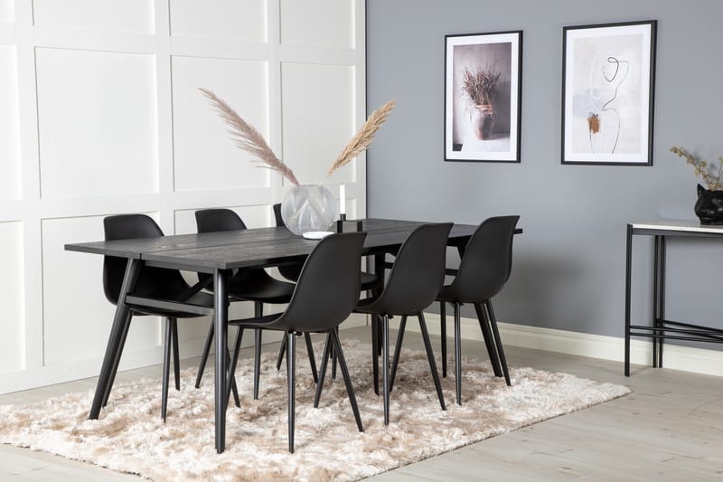 Zenazmi forlengbar spisegruppe 195 cm inkl. 6 Ypas stoler - Svart - Møbler - Bord - Spisegrupper