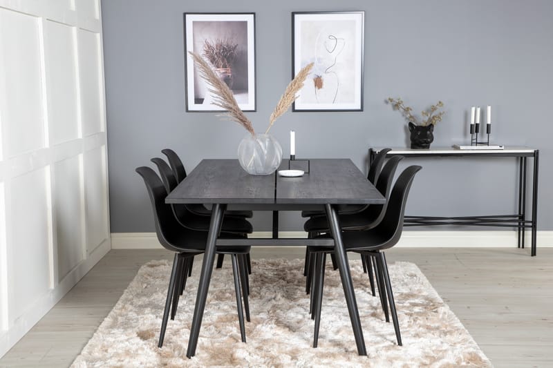 Zenazmi forlengbar spisegruppe 195 cm inkl. 6 Ypas stoler - Svart - Møbler - Bord - Spisegrupper