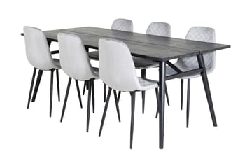 Zenazmi forlengbar spisegruppe 195 cm inkl. 6 Ypas stoler - Svart/Grå - Møbler - Bord - Spisegrupper