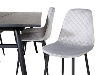 Zenazmi forlengbar spisegruppe 195 cm inkl. 6 Ypas stoler - Svart/Grå - Møbler - Bord - Spisegrupper