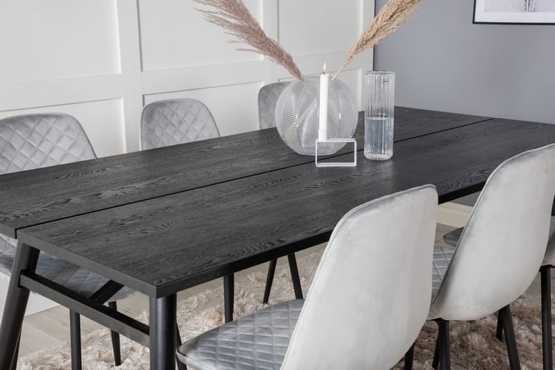 Zenazmi forlengbar spisegruppe 195 cm inkl. 6 Ypas stoler - Svart/Grå - Møbler - Bord - Spisegrupper