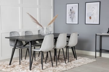 Zenazmi forlengbar spisegruppe 195 cm inkl. 6 Ypas stoler - Svart/Grå - Møbler - Bord - Spisegrupper