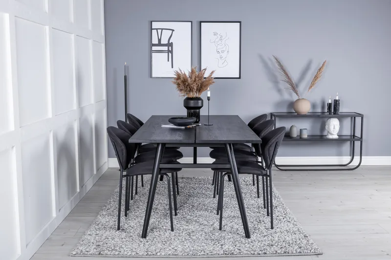 Zenazmi spisebord 195 cm med 6 stk. Moncoll spisestoler