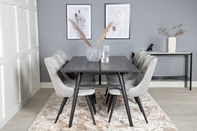Zenazmi spisebord 195 cm med 6 stk. Valera Lyx fløyelsstoler - Møbler - Bord - Spisegrupper