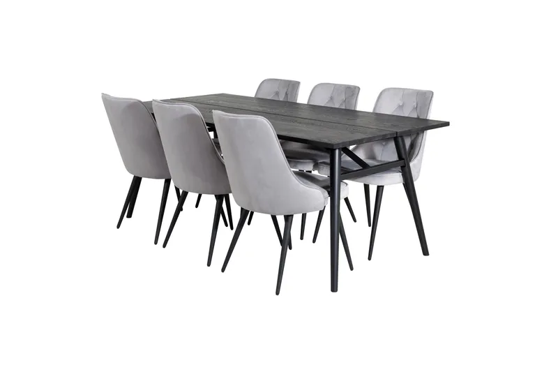 Zenazmi spisebord 195 cm med 6 stk. Valera Lyx fløyelsstoler
