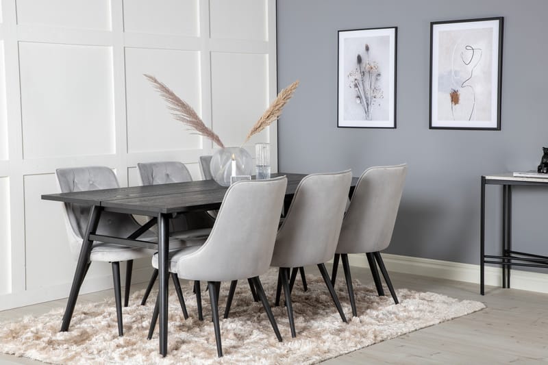 Zenazmi spisebord 195 cm med 6 stk. Valera Lyx fløyelsstoler - Møbler - Bord - Spisegrupper