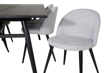 Zenazmi spisegruppe 195 cm inkl. 6 Valeri kordfløyelsstoler - Svart/Grå - Møbler - Bord - Spisegrupper