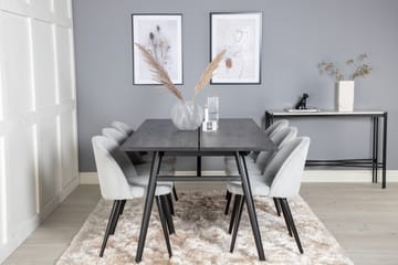 Zenazmi spisegruppe 195 cm inkl. 6 Valeri kordfløyelsstoler - Svart/Grå - Møbler - Bord - Spisegrupper