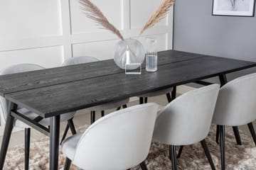 Zenazmi spisegruppe 195 cm inkl. 6 Valeri kordfløyelsstoler - Svart/Grå - Møbler - Bord - Spisegrupper
