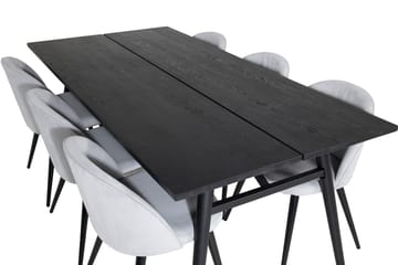 Zenazmi spisegruppe 195 cm inkl. 6 Valeri kordfløyelsstoler - Svart/Grå - Møbler - Bord - Spisegrupper