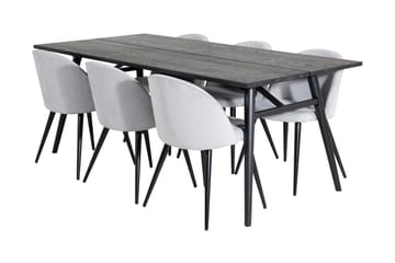Zenazmi spisegruppe 195 cm inkl. 6 Valeri kordfløyelsstoler - Svart/Grå - Møbler - Bord - Spisegrupper