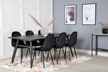 Zenazmi spisegruppe 195 cm inkl. 6 Pontus stoler - Svart - Møbler - Bord - Spisegrupper