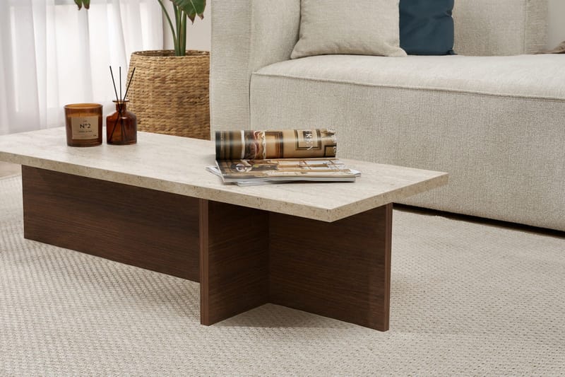 Zephral Sofabord 120x30x45 cm - Travertin, Milano Walnut - Møbler - Bord - Sofabord