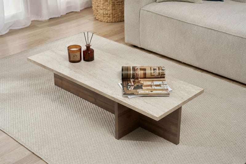 Zephral Sofabord 120x30x45 cm - Travertin, Milano Walnut - Møbler - Bord - Sofabord