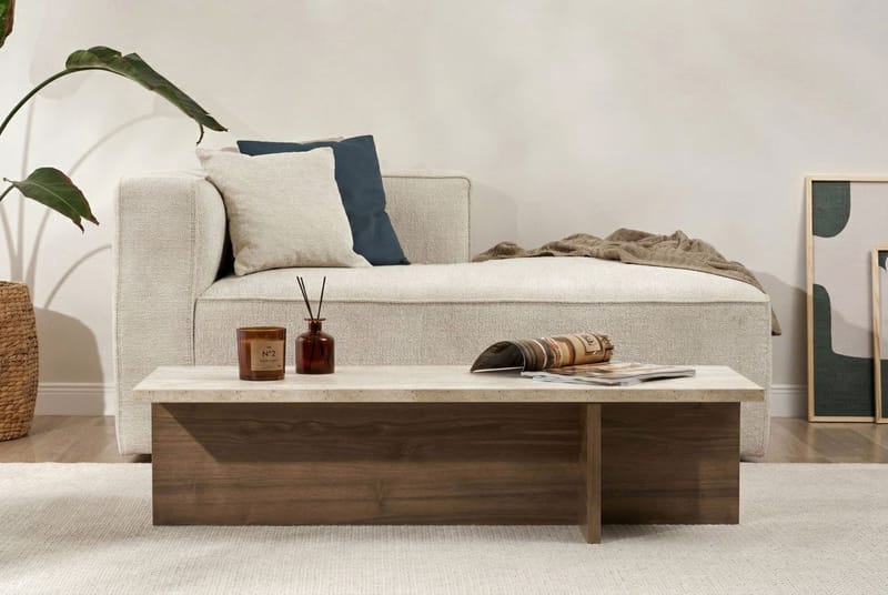 Zephral Sofabord 120x30x45 cm - Travertin, Milano Walnut - Møbler - Bord - Sofabord
