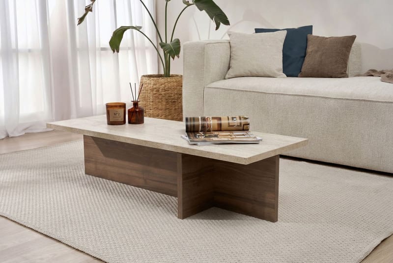 Zephral Sofabord 120x30x45 cm - Travertin, Milano Walnut - Møbler - Bord - Sofabord