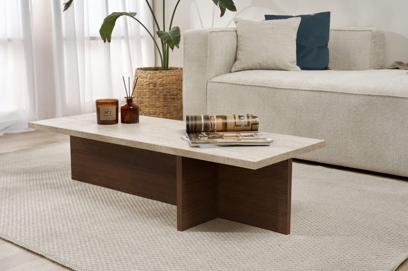 Zephral Sofabord 120x30x45 cm - Travertin, Milano Walnut - Møbler - Bord - Sofabord