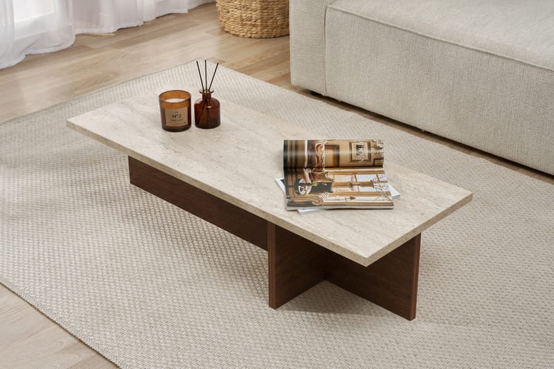 Zephral Sofabord 120x30x45 cm - Travertin, Milano Walnut - Møbler - Bord - Sofabord