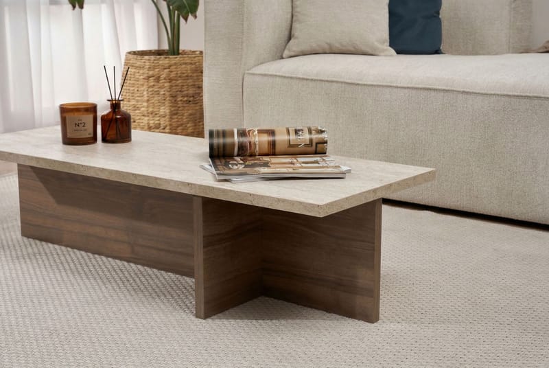 Zephral Sofabord 120x30x45 cm - Travertin, Milano Walnut - Møbler - Bord - Sofabord