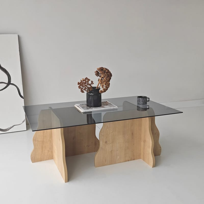 Zevric sofabord 65x105 cm rektangulært glass - Safir Eik og Røkt - Møbler - Bord - Sofabord