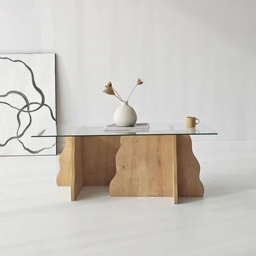 Zevric sofabord 65x105 cm rektangulært glass - Safir Eik og Transparent - Møbler - Bord - Sofabord