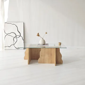 Zevric sofabord 65x105 cm rektangulært glass - Safir Eik og Transparent - Møbler - Bord - Sofabord
