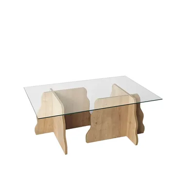 Zevric sofabord 65x105 cm rektangulært glass - Safir Eik og Transparent - Møbler - Bord - Sofabord