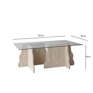 Zevric sofabord 65x105 cm rektangulært glass - Travertin og Transparent - Møbler - Bord - Sofabord