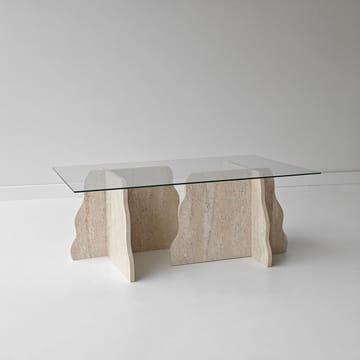 Zevric sofabord 65x105 cm rektangulært glass - Travertin og Transparent - Møbler - Bord - Sofabord