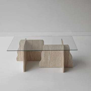 Zevric sofabord 65x105 cm rektangulært glass - Travertin og Transparent - Møbler - Bord - Sofabord
