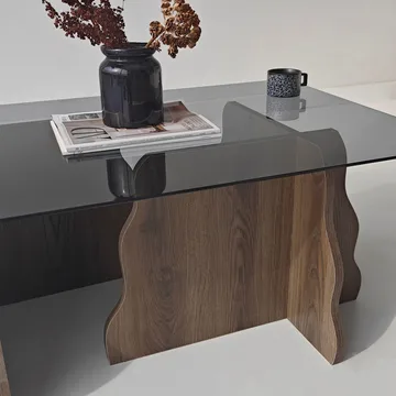 Zevric sofabord 65x105 cm rektangulært glass - Valnøtt og Røkt - Møbler - Bord - Sofabord