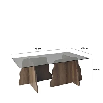 Zevric sofabord 65x105 cm rektangulært glass - Valnøtt og Røkt - Møbler - Bord - Sofabord