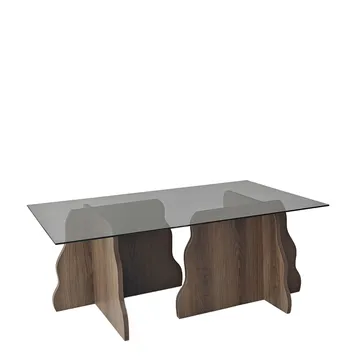Zevric sofabord 65x105 cm rektangulært glass - Valnøtt og Røkt - Møbler - Bord - Sofabord