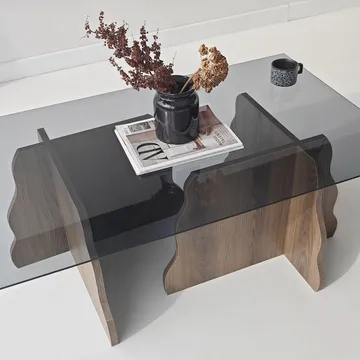 Zevric sofabord 65x105 cm rektangulært glass - Valnøtt og Røkt - Møbler - Bord - Sofabord