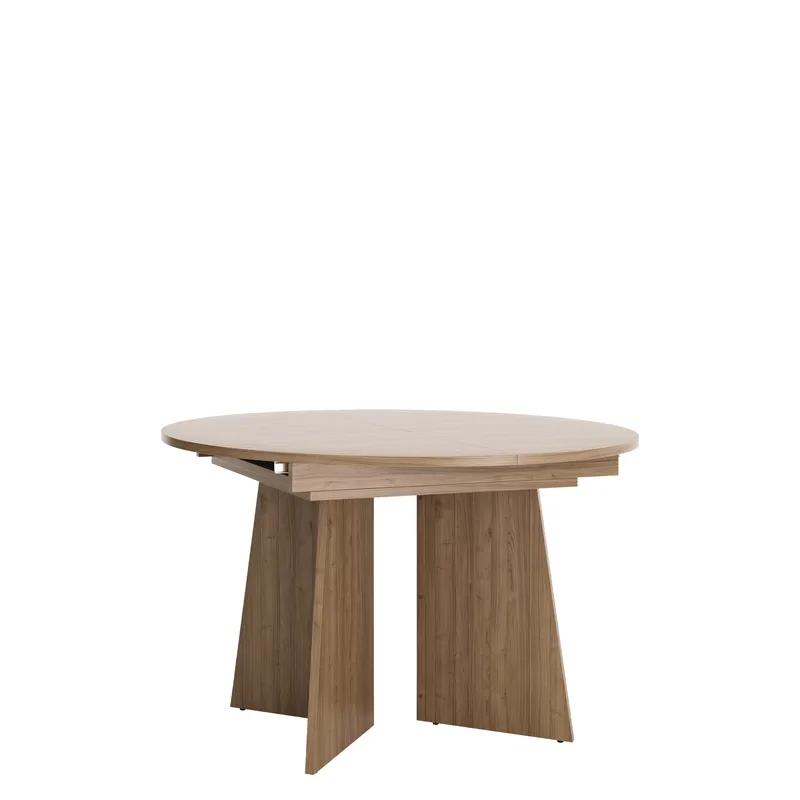 Zeyrin Uttrekkbart Rundt Spisebord 120–160 cm i Tre med Eketrelook, Brun