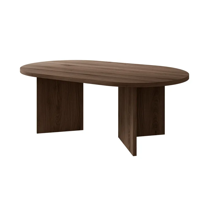Zyleron Ovalt Sofabord 110x65 cm med Mørkt Treutseende og Panelben, Brun