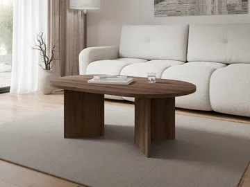 Zyleron Ovalt Sofabord 110x65 cm med Mørkt Treutseende og Panelben - Brun - Møbler - Bord - Sofabord