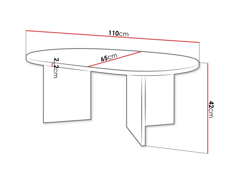 Zyleron Ovalt Sofabord 110x65 cm med Marmorutseende og Panelben - Svart - Møbler - Bord - Sofabord