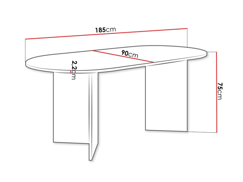 Zyleron Spisebord ovalt 185 cm - Brun - Møbler - Bord - Spisebord & kjøkkenbord