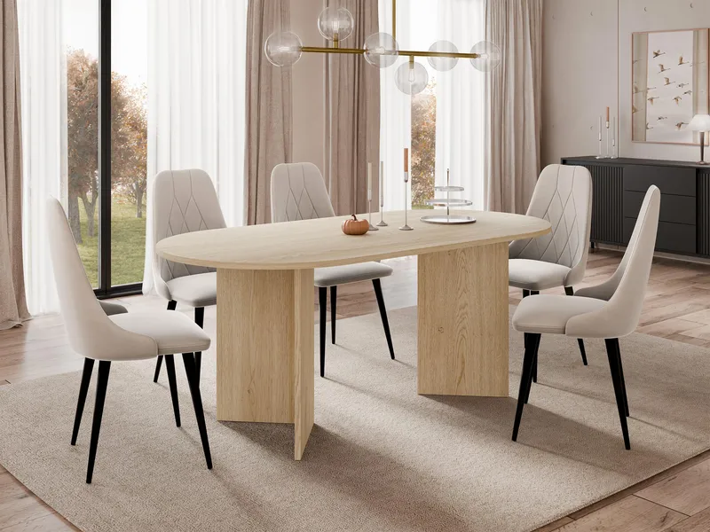 Zyleron Spisebord ovalt 185 cm - Lysebrun - Møbler - Bord - Spisebord & kjøkkenbord