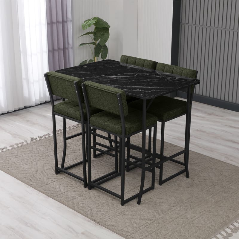 Cenanwesh bargruppe bord + 4 stoler - Grønn Svart - Møbler - Bord