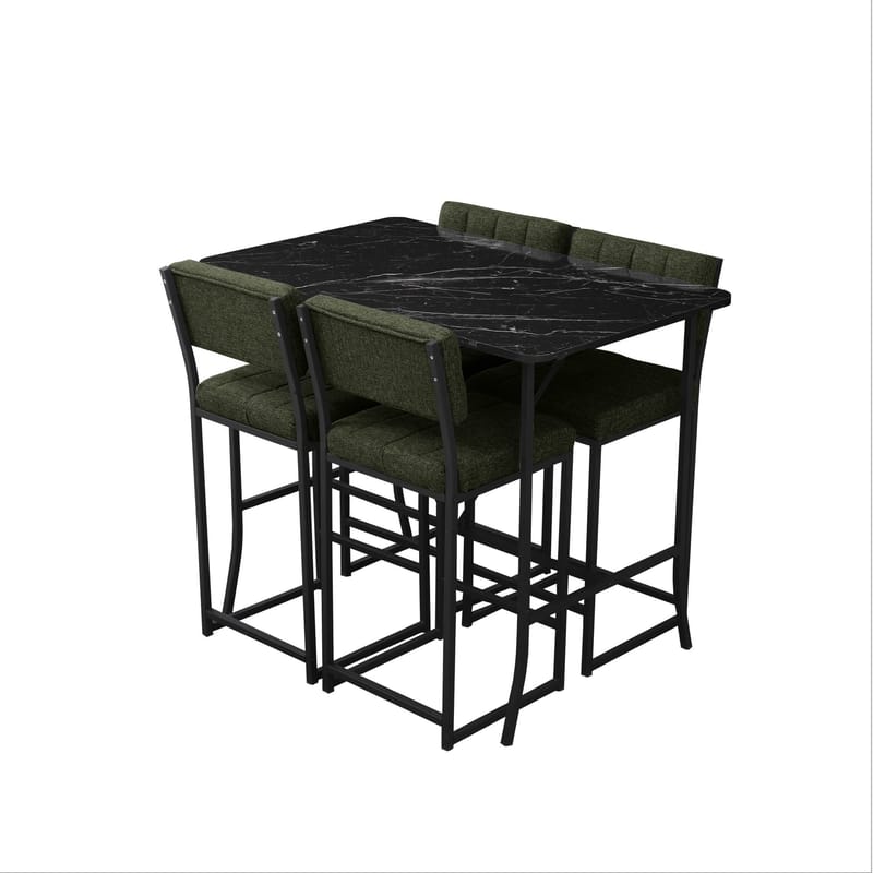 Cenanwesh bargruppe bord + 4 stoler - Grønn Svart - Møbler - Bord