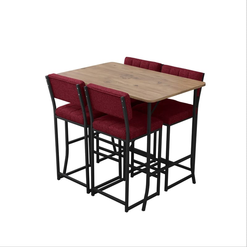 Cenanwesh bargruppe bord + 4 stoler - Vinrød Valnøtt - Møbler - Bord