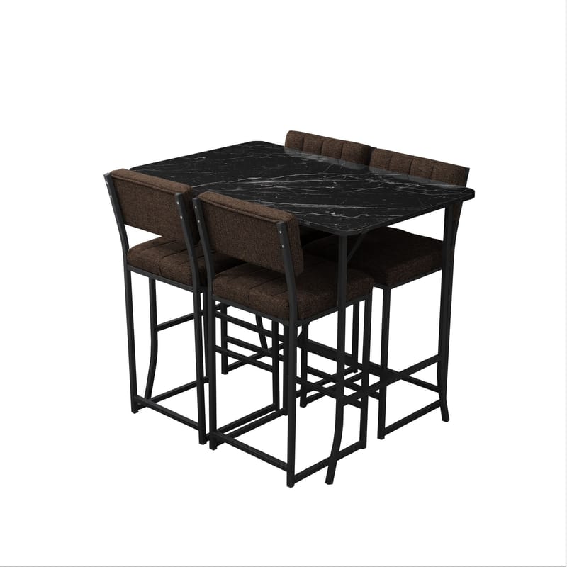 Cenanwesh bargruppe bord + 4 stoler - Brun Svart - Møbler - Bord