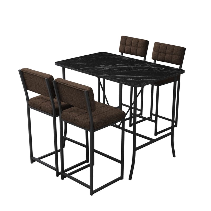 Cenanwesh bargruppe bord + 4 stoler, Brun Svart