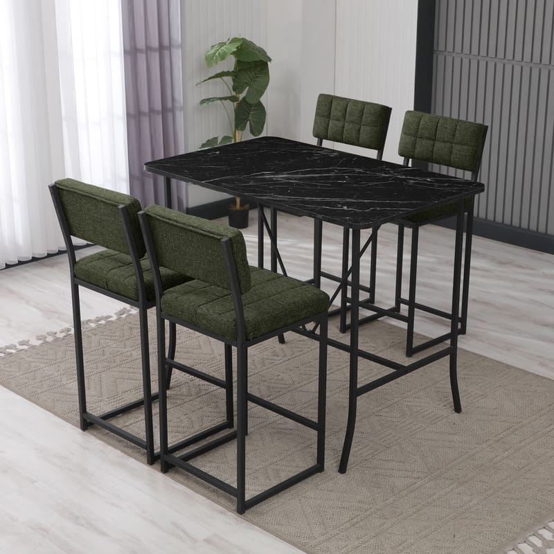 Cenanwesh bargruppe bord + 4 stoler - Grønn Svart - Møbler - Bord