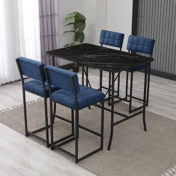 Cenanwesh bargruppe bord + 4 stoler - Marineblå Svart - Møbler - Bord