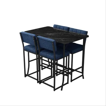 Cenanwesh bargruppe bord + 4 stoler - Marineblå Svart - Møbler - Bord