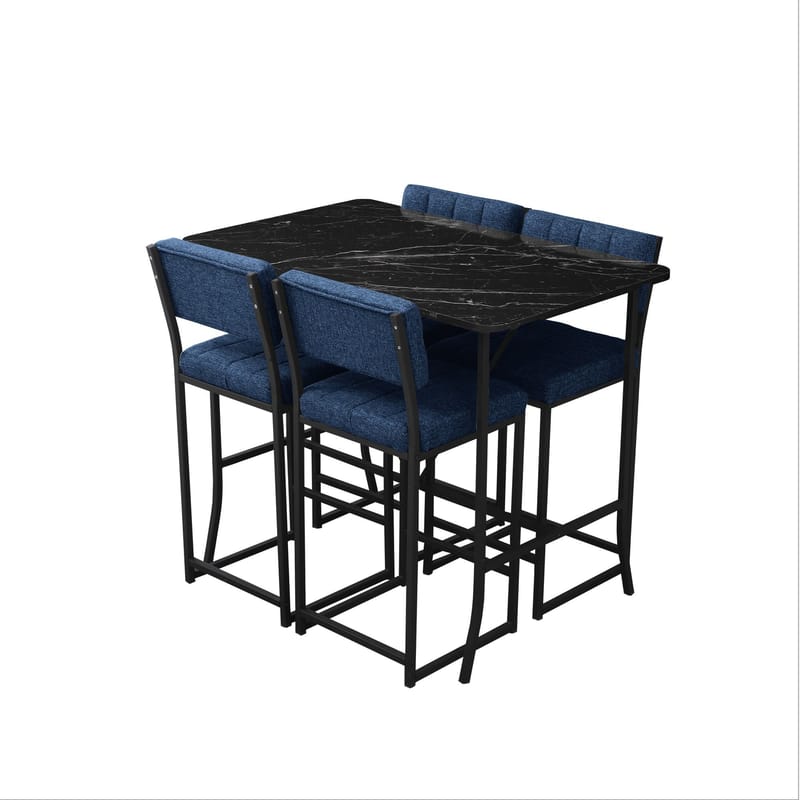 Cenanwesh bargruppe bord + 4 stoler - Marineblå Svart - Møbler - Bord