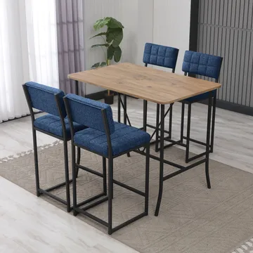 Cenanwesh bargruppe bord + 4 stoler - Marineblå Valnøtt - Møbler - Bord